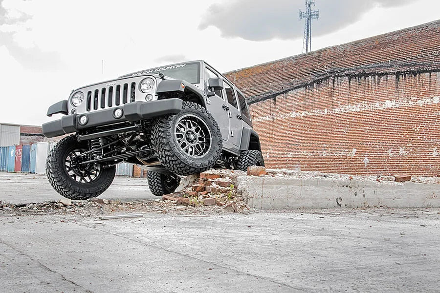 Rough Country 4 Inch Lift Kit | Jeep Wrangler Unlimited 2WD/4WD (2007-2018) 68130 - Installation View