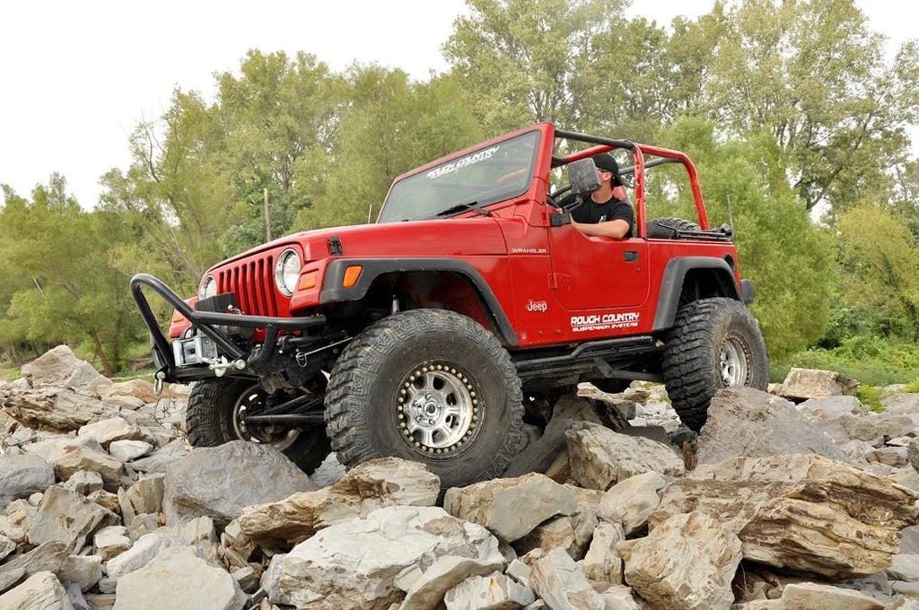 Rough Country 4 Inch Lift Kit | Long Arm | M1 | Jeep Wrangler TJ 4WD (1997-2006) - Back View