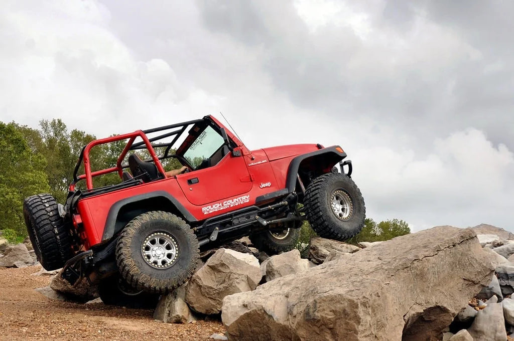 Rough Country 4 Inch Lift Kit | Long Arm | V2 | Jeep Wrangler TJ 4WD (1997-2006) - Side View