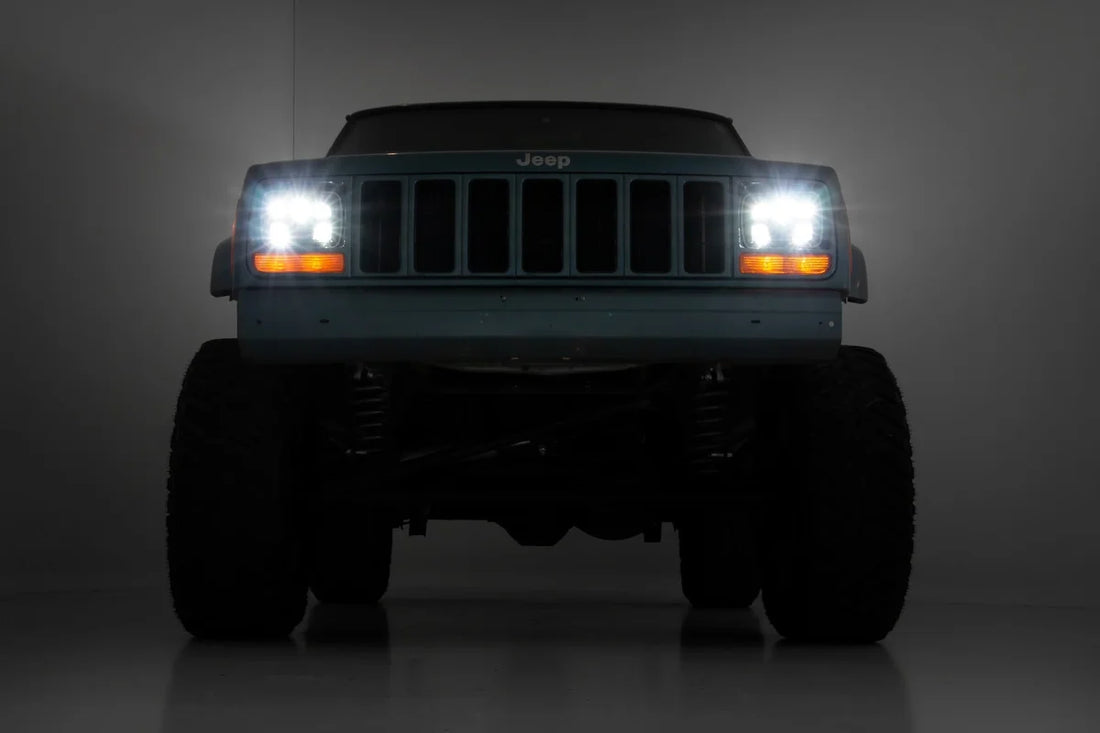 Rough Country 5"x7" LED Headlights | DOT Approved | Jeep Cherokee XJ 2WD/4WD (1984-2001) RCH5200 - Installation View