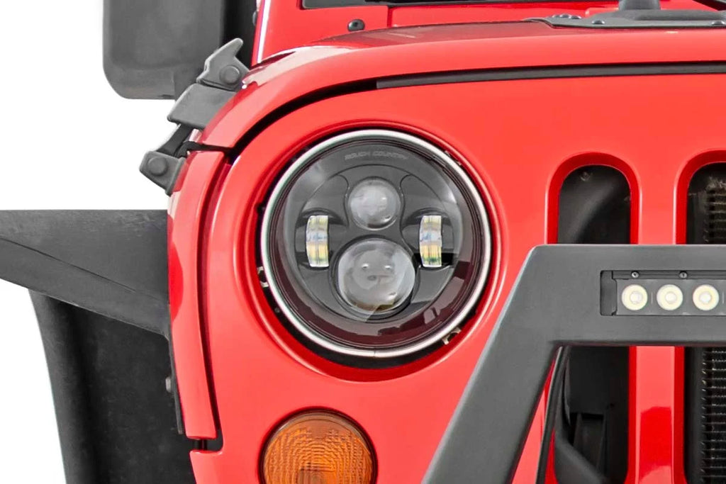 Rough Country 7 Inch LED Headlights | DOT Approved | Jeep Wrangler JK/Wrangler TJ/Wrangler Unlimited RCH5000 - Main Produc...