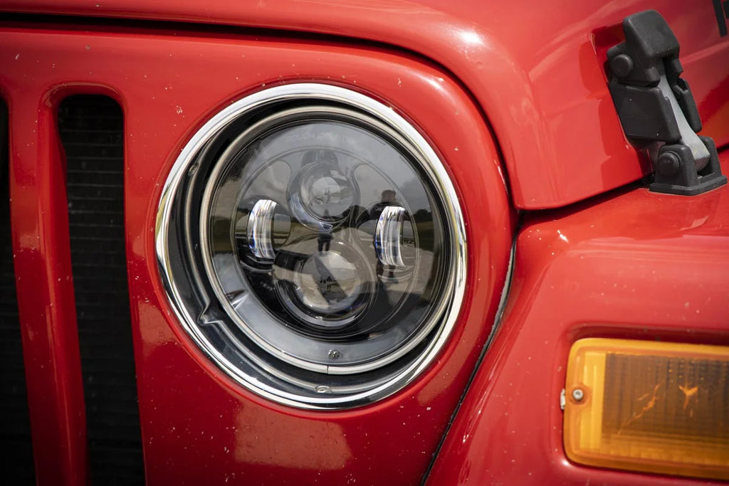 Rough Country 7 Inch LED Headlights | DOT Approved | Jeep Wrangler JK/Wrangler TJ/Wrangler Unlimited RCH5000 - Back View