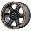 Load image into Gallery viewer, Rough Country 79 Series Wheel | One-Piece | Semi Gloss Black w/Bronze Ring | 18x9 | 6x135 | 0mm - Main Product View