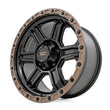 Load image into Gallery viewer, Rough Country 79 Series Wheel | One-Piece | Semi Gloss Black w/Bronze Ring | 18x9 | 6x135 | 0mm - Back View