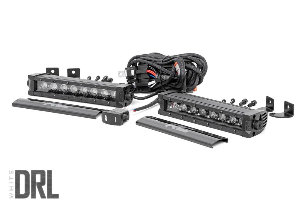 Rough Country 8 Inch Black Series LED Light Bar | Single Row | Cool White DRL | Pair 70728BLDRL - Main Product View