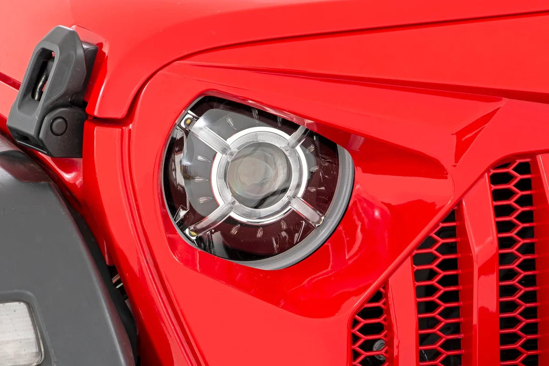 Rough Country 9 Inch DRL Halo LED Headlights | DOT Approved | Jeep Gladiator JT/Wrangler JL (18-24) RCH5300 - Side View
