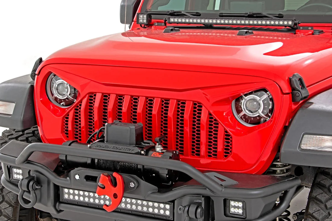 Rough Country 9 Inch DRL Halo LED Headlights | DOT Approved | Jeep Gladiator JT/Wrangler JL (18-24) RCH5300 - Back View