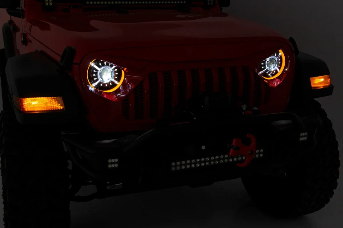 Rough Country 9 Inch DRL Halo LED Headlights | DOT Approved | Jeep Gladiator JT/Wrangler JL (18-24) RCH5300 - Additional V...