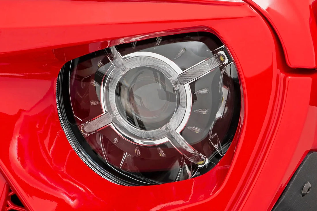 Rough Country 9 Inch LED Headlights | DOT Approved | Jeep Gladiator JT/Wrangler JL (18-24) RCH5100 - Side View