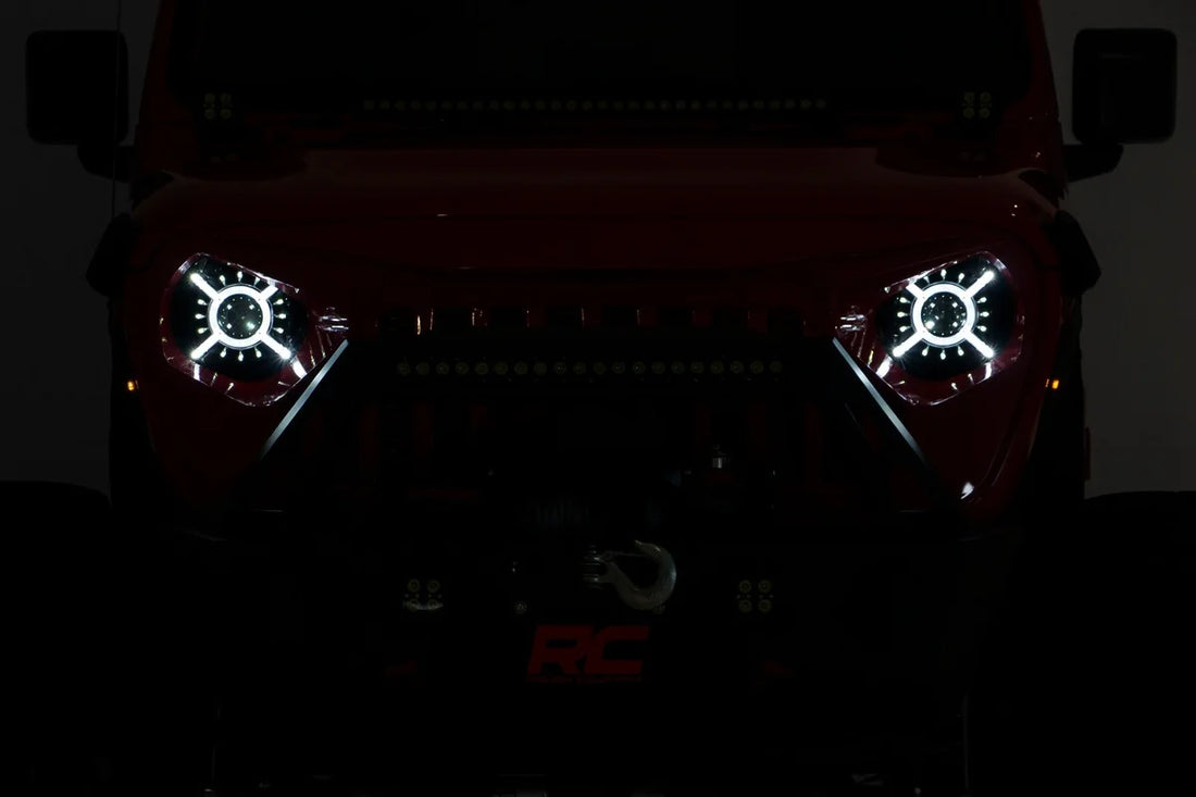 Rough Country 9 Inch LED Headlights | DOT Approved | Jeep Gladiator JT/Wrangler JL (18-24) RCH5100 - Installation View