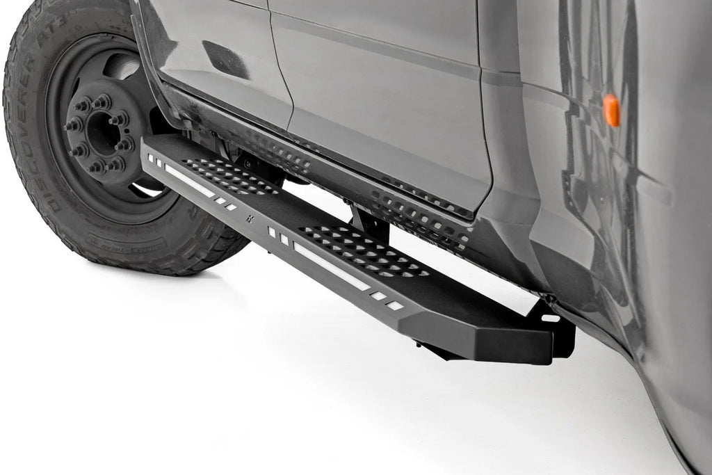 Rough Country AC2 Running Boards | Amber/White | Crew Cab | Ram 1500/2500/3500 2WD/4WD (2010-2025 & Classic) - Side View