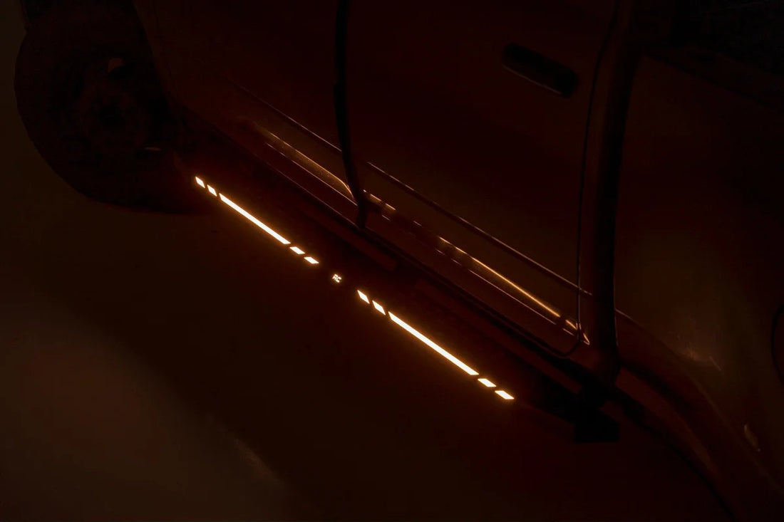 Rough Country AC2 Running Boards | Amber/White | Crew Cab | Ram 1500/2500/3500 2WD/4WD (2010-2025 & Classic) - Installatio...