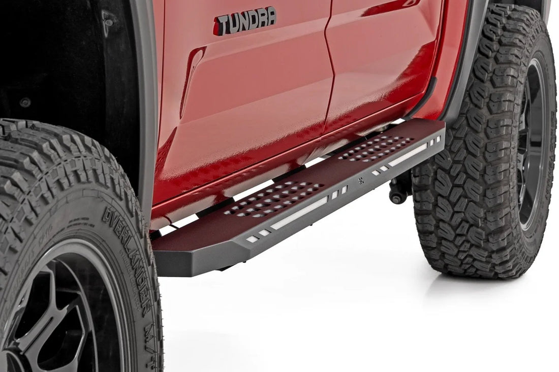 Rough Country AC2 Running Boards | Amber/White | CrewMax | Toyota Tundra 2WD/4WD (22-25) 57008 - Back View