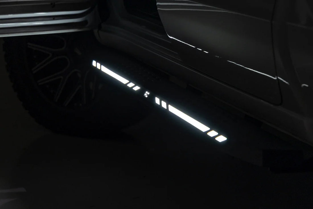 Rough Country AC2 Running Boards Amber/White fits 2019-2026 Chevrolet / GMC Crew Cab 1500 / 2500HD / 3500HD Refresh - Inst...