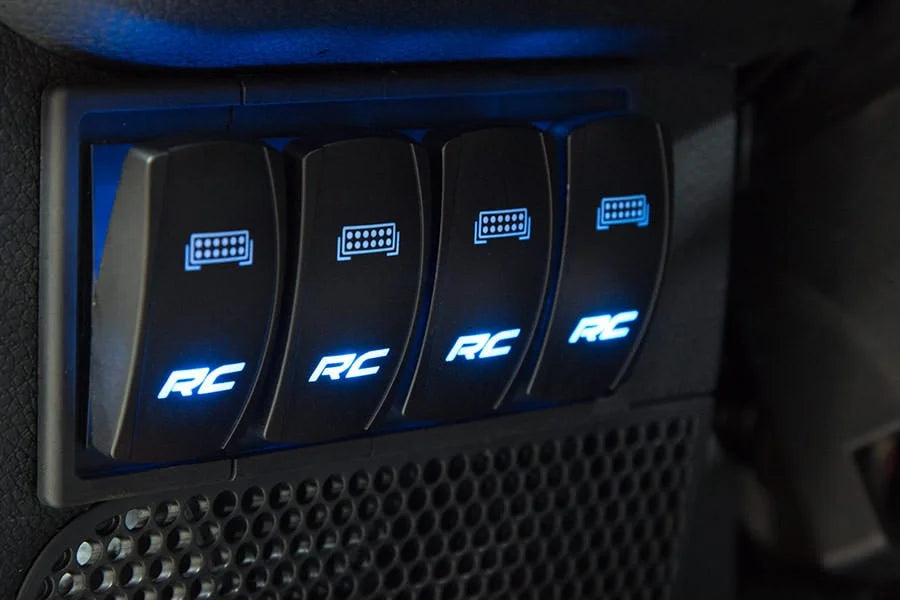 Rough Country Auxiliary Switch Bezel | Quad 709B-4 - Installation View
