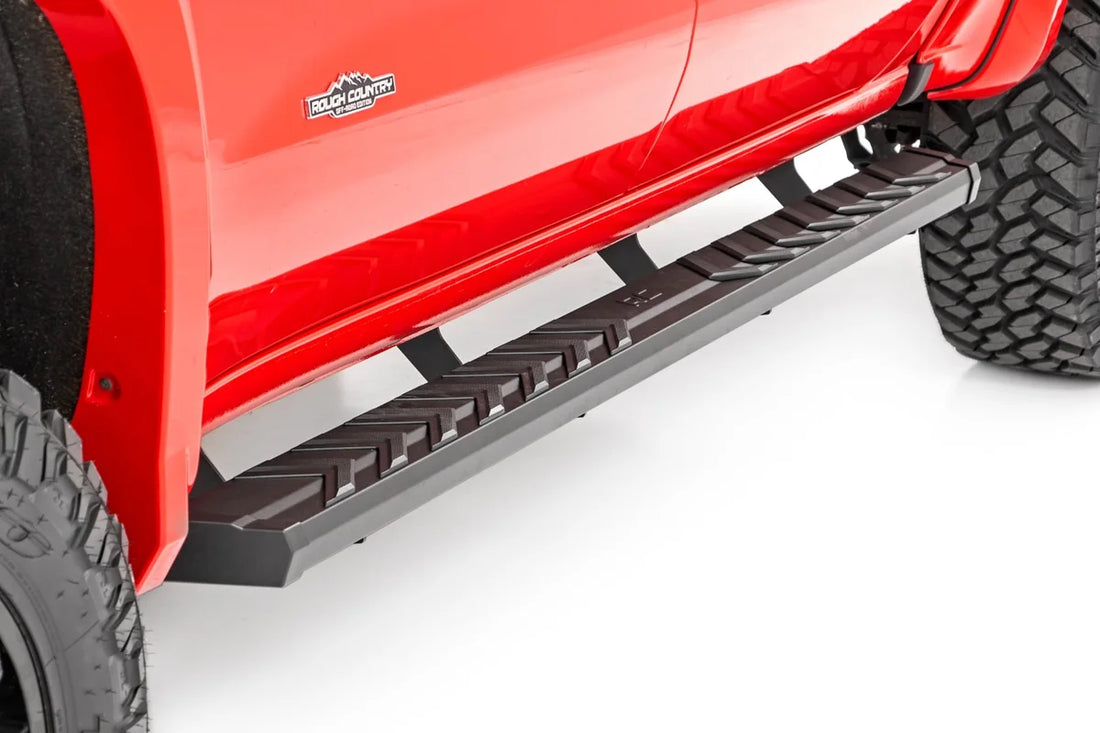 Rough Country BA2 Running Board | Side Step Bars | Chevy/GMC 1500/2500HD/3500HD (19-26) 41002A - Back View