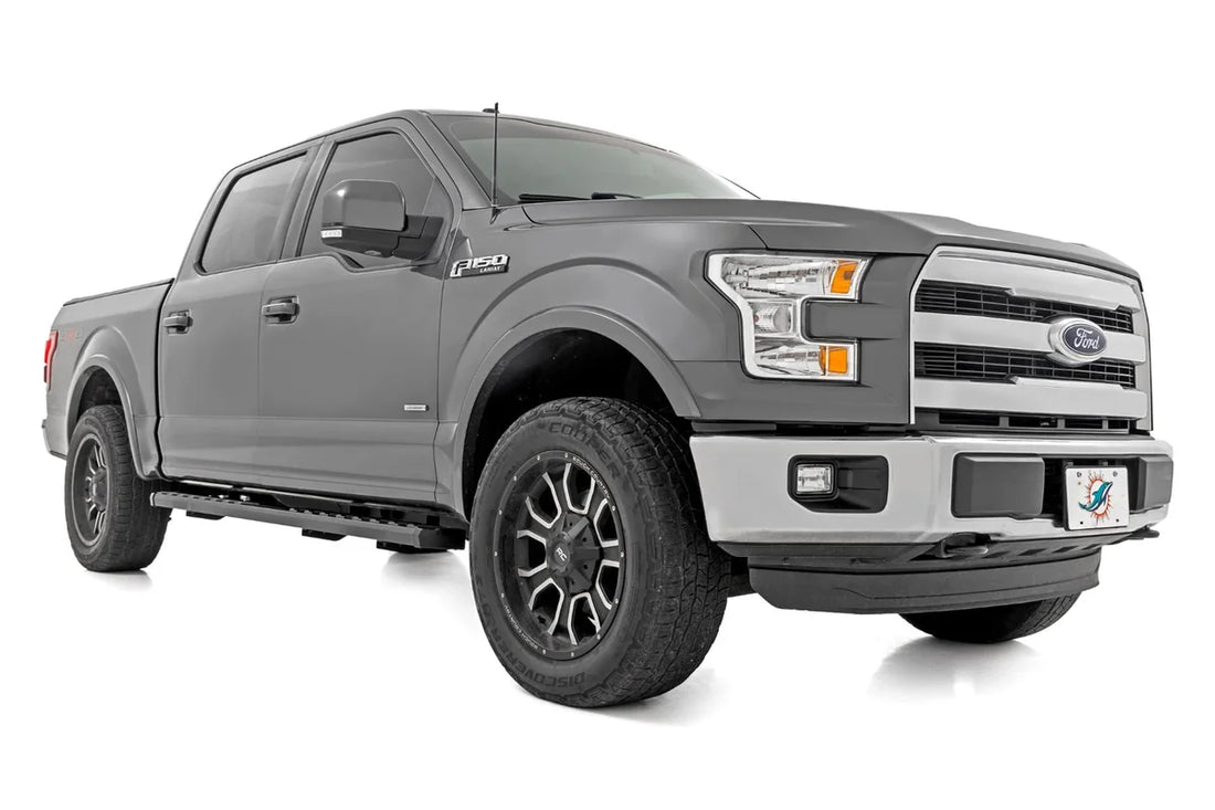 Rough Country BA2 Running Board | Side Step Bars | Ford F-150/F-250/F-350 2WD/4WD (15-26) 41010A - Side View