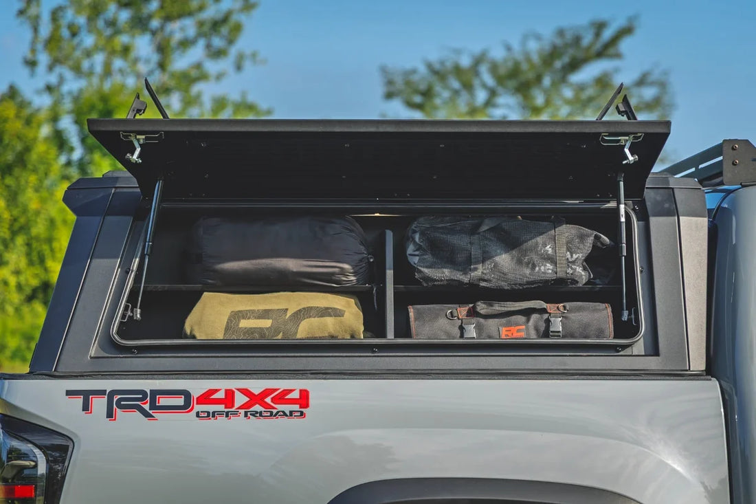 Rough Country Bed Cap Side Shelf Storage Bin | Passengers Side | Toyota Tacoma (16-23) 734065 - Back View