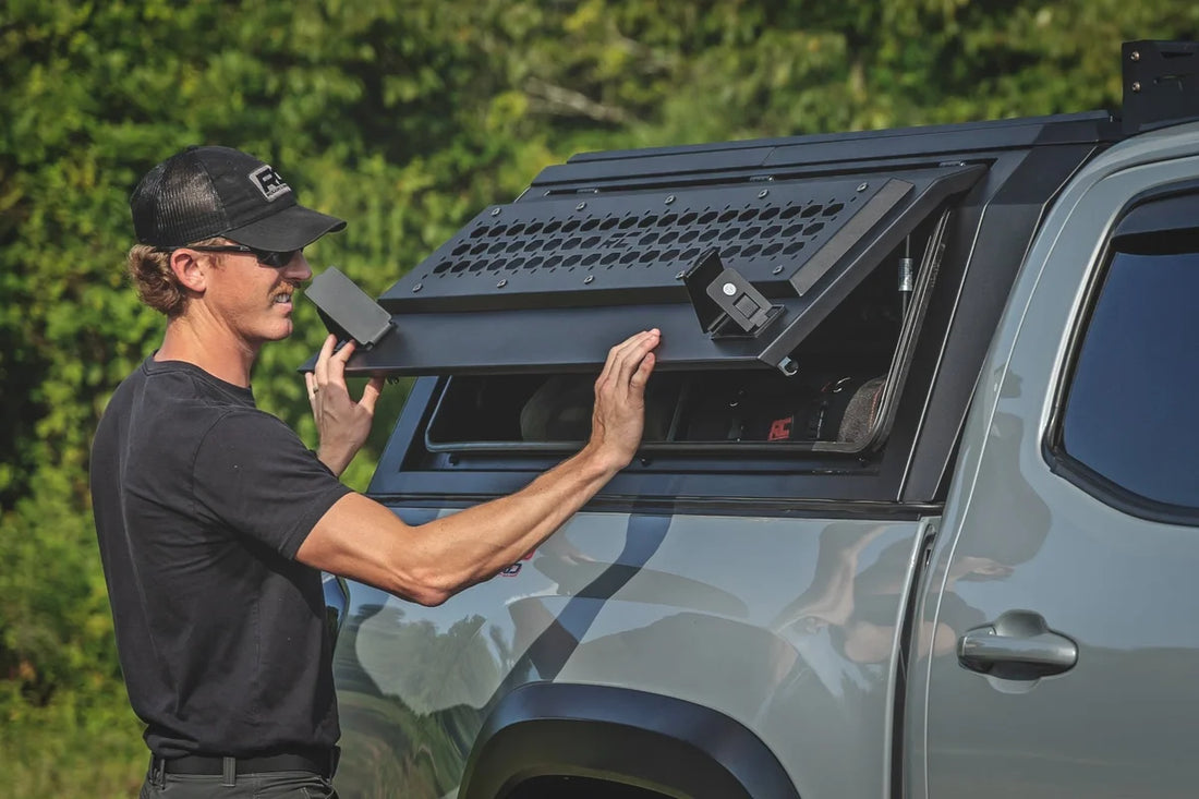 Rough Country Bed Cap Side Shelf Storage Bin | Passengers Side | Toyota Tacoma (16-23) 734065 - Installation View