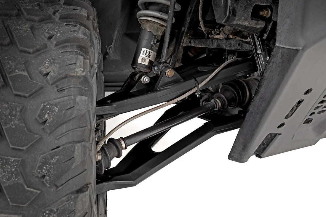 Rough Country Black Forged Alum High Clearance 2" Fwd Offset Control Arms w/Ball Joints | Polaris Ranger 1000XP - Side View