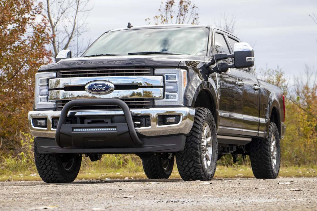 Rough Country Black LED Bull Bar | Ford F-250 Super Duty 2WD/4WD (2017-2022) B-F2017 - Installation View