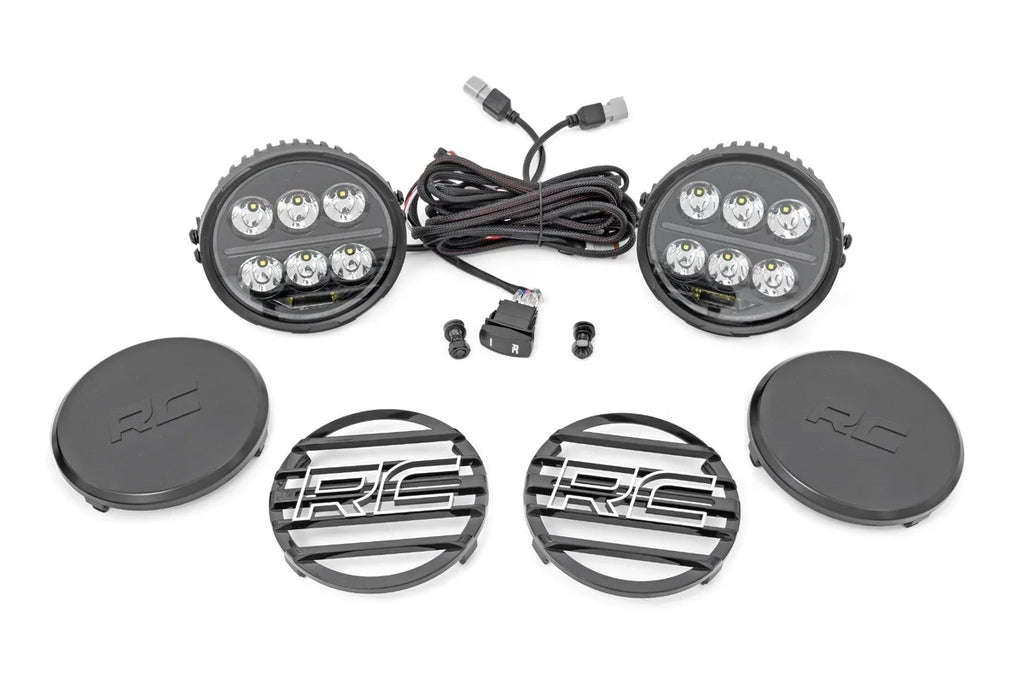 Rough Country Black Series Halo LED Light Pair | White/Amber DRL | 6.5 Inch | Round 70805B - Main Product View