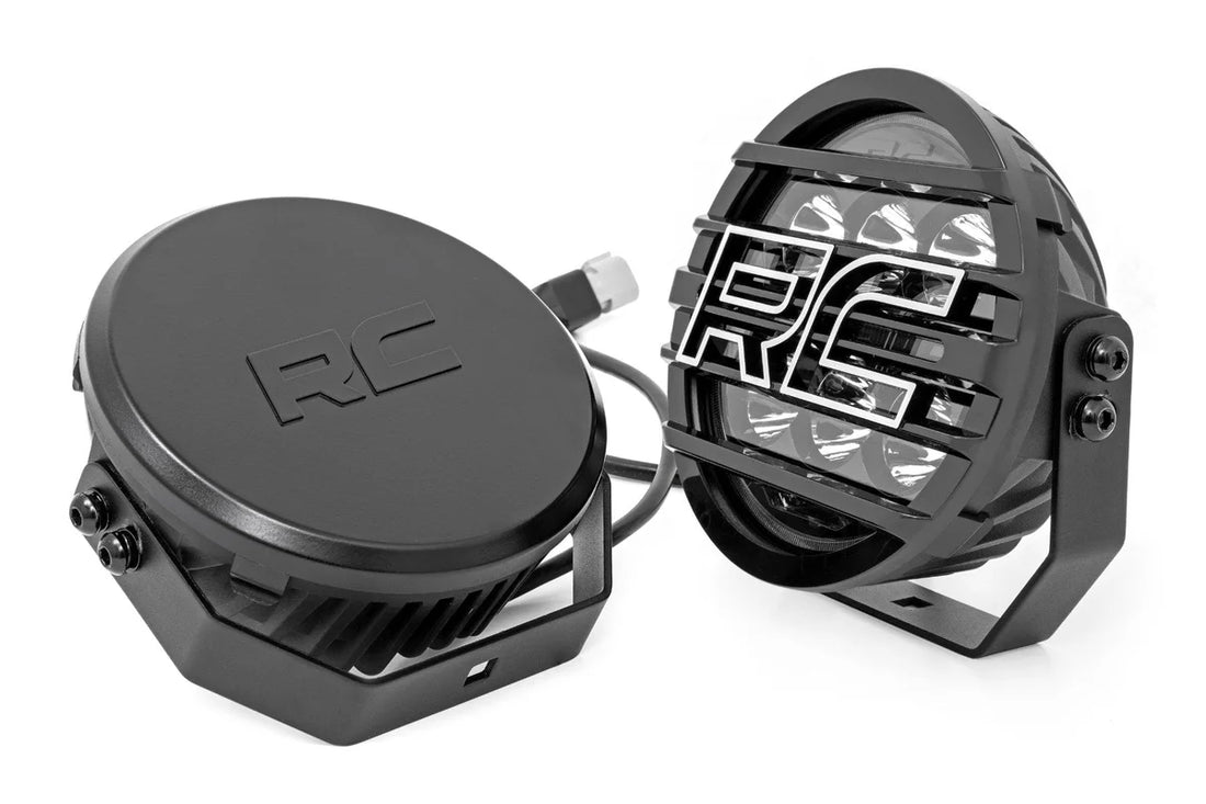Rough Country Black Series Halo LED Light Pair | White/Amber DRL | 6.5 Inch | Round 70805B - Side View