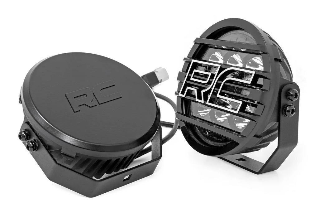Rough Country Black Series Halo LED Light Pair | White/Amber DRL | 6.5 Inch | Round 70805B - Side View