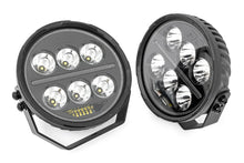 Load image into Gallery viewer, Rough Country Black Series Halo LED Light Pair | White/Amber DRL | 6.5 Inch | Round 70805B - Back View