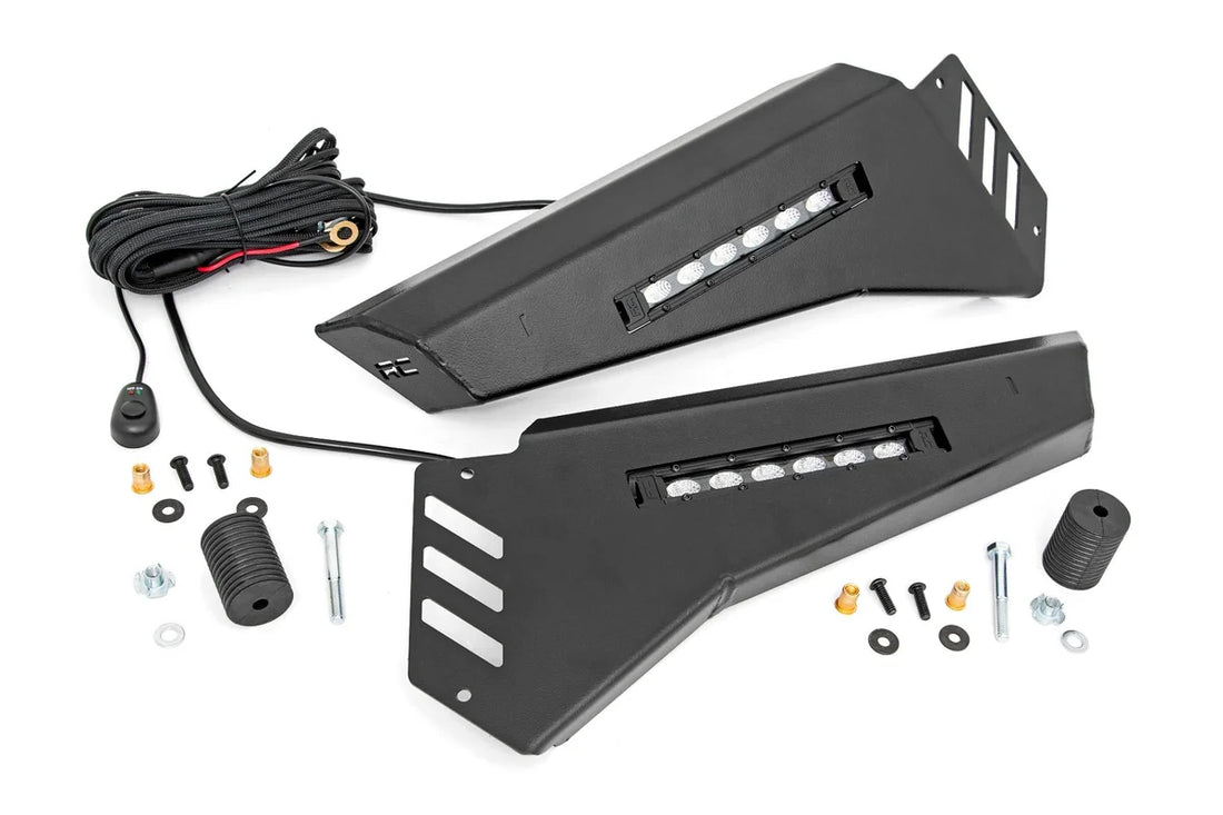 Rough Country Bumper Wings | 6" Black Slimline LED Pair | Polaris Ranger 1000/Ranger XP 900/1000 93044 - Front View