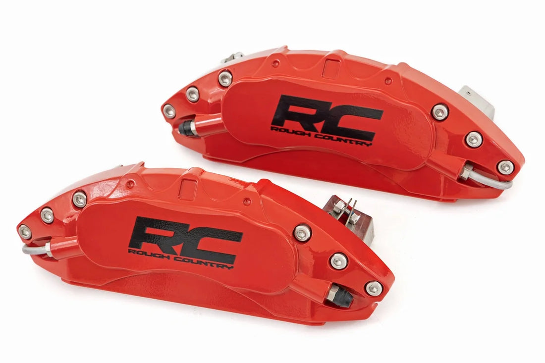 Rough Country Caliper Covers | Front and Rear | Red | Ford F-250 Super Duty 2WD/4WD (13-22) 71108 - Front View