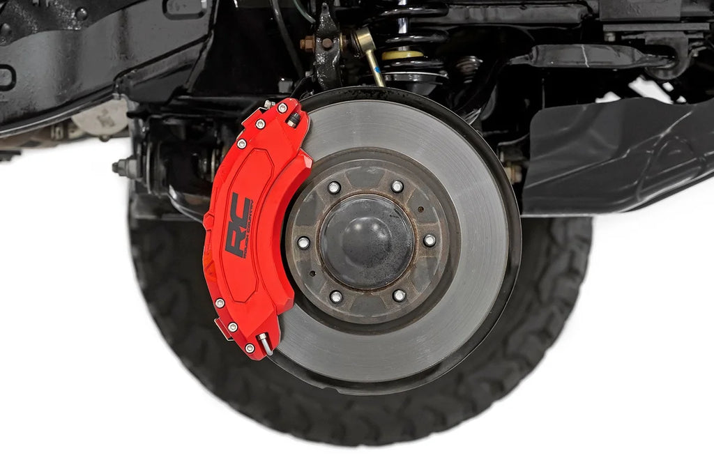 Rough Country Caliper Covers | Front and Rear | Red | Ford F-250/F-350 Super Duty (23-26) - Installation View