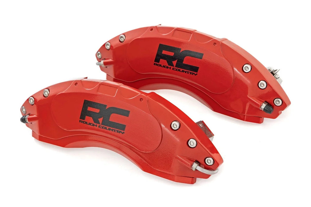 Rough Country Caliper Covers | Front and Rear | Red | Ford F-250/F-350 Super Duty (23-26) - Rear View
