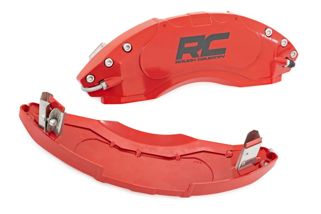 Rough Country Caliper Covers | Front and Rear | Red | Ford F-250/F-350 Super Duty (23-26) - Back View