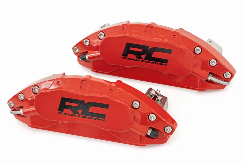 Rough Country Caliper Covers | Rear | Red | Chevy/GMC Sierra 1500 (19-25)/Silverado 1500 (19-26) - Front View