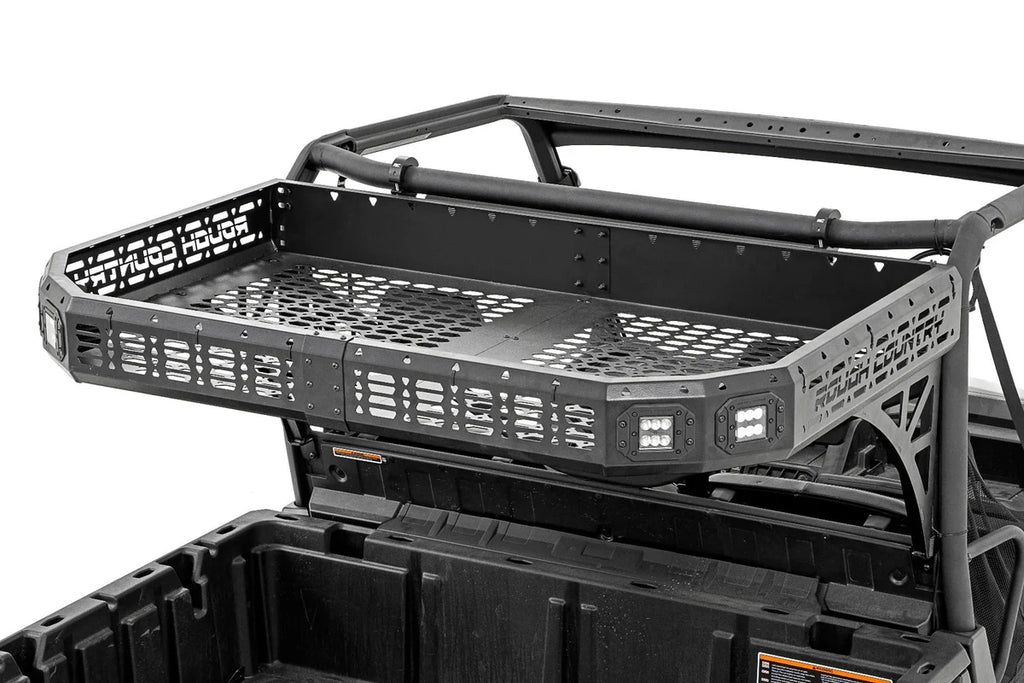 Rough Country Cargo Rack | Dual 2" Black LED Pairs | Flush Mount | Can-Am Defender HD 5/HD 8/HD 9/HD 10 97027 - Side View