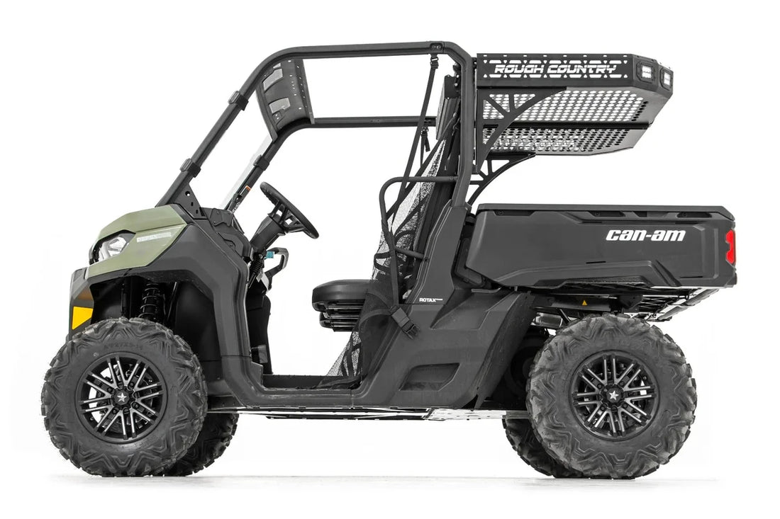 Rough Country Cargo Rack | Dual 2" Black LED Pairs | Flush Mount | Can-Am Defender HD 5/HD 8/HD 9/HD 10 97027 - Back View