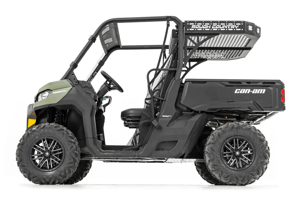 Rough Country Cargo Rack | Dual 2" Black LED Pairs | Flush Mount | Can-Am Defender HD 5/HD 8/HD 9/HD 10 97027 - Back View