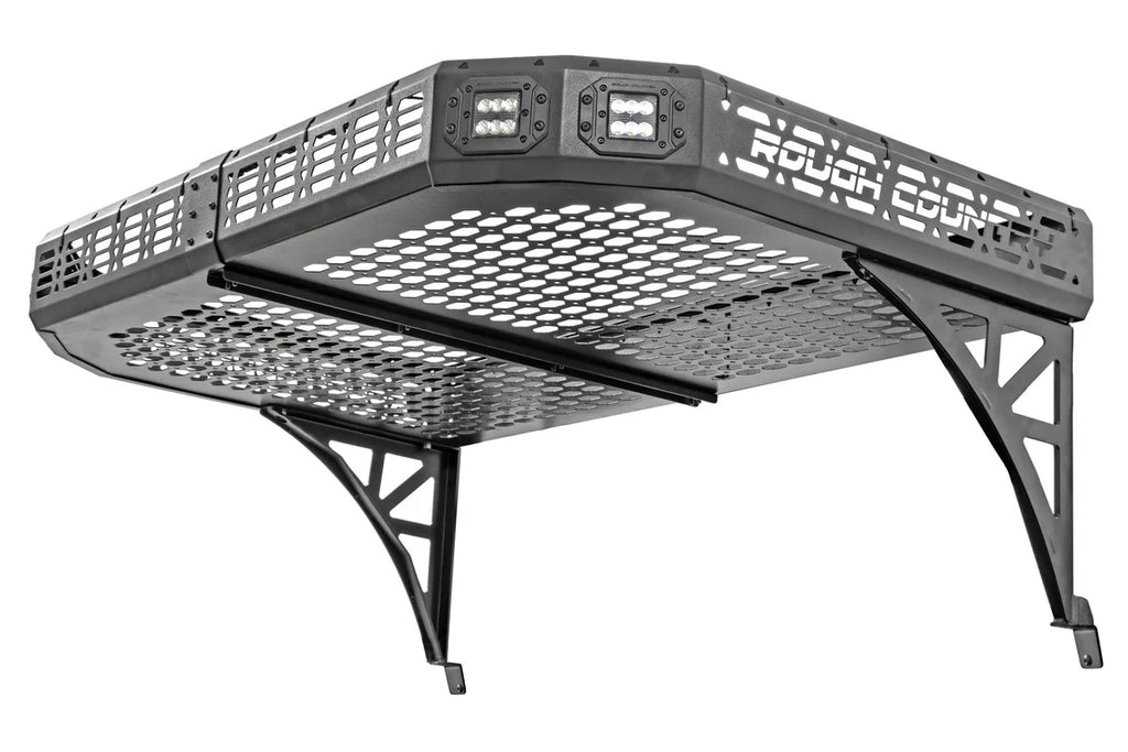 Rough Country Cargo Rack | Dual 2" Black LED Pairs | Flush Mount | Can-Am Defender HD 5/HD 8/HD 9/HD 10 97027 - Rear View