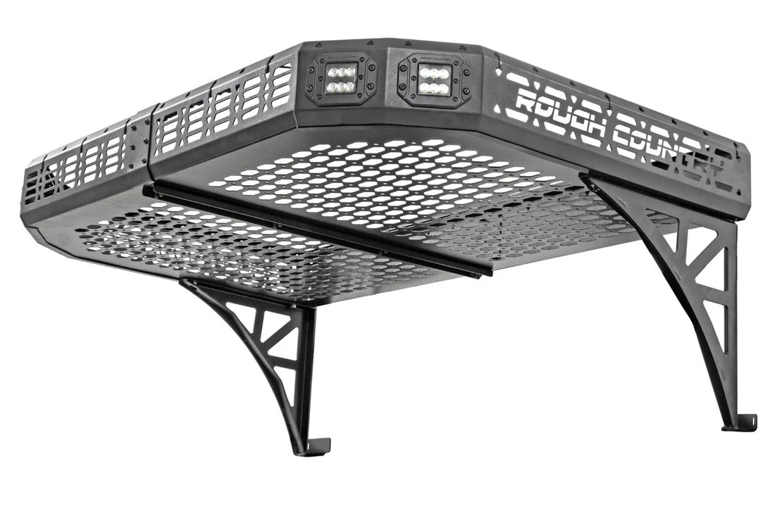 Rough Country Cargo Rack | Dual 2" Black LED Pairs | Flush Mount | CFMOTO UFORCE 1000 96121 - Rear View