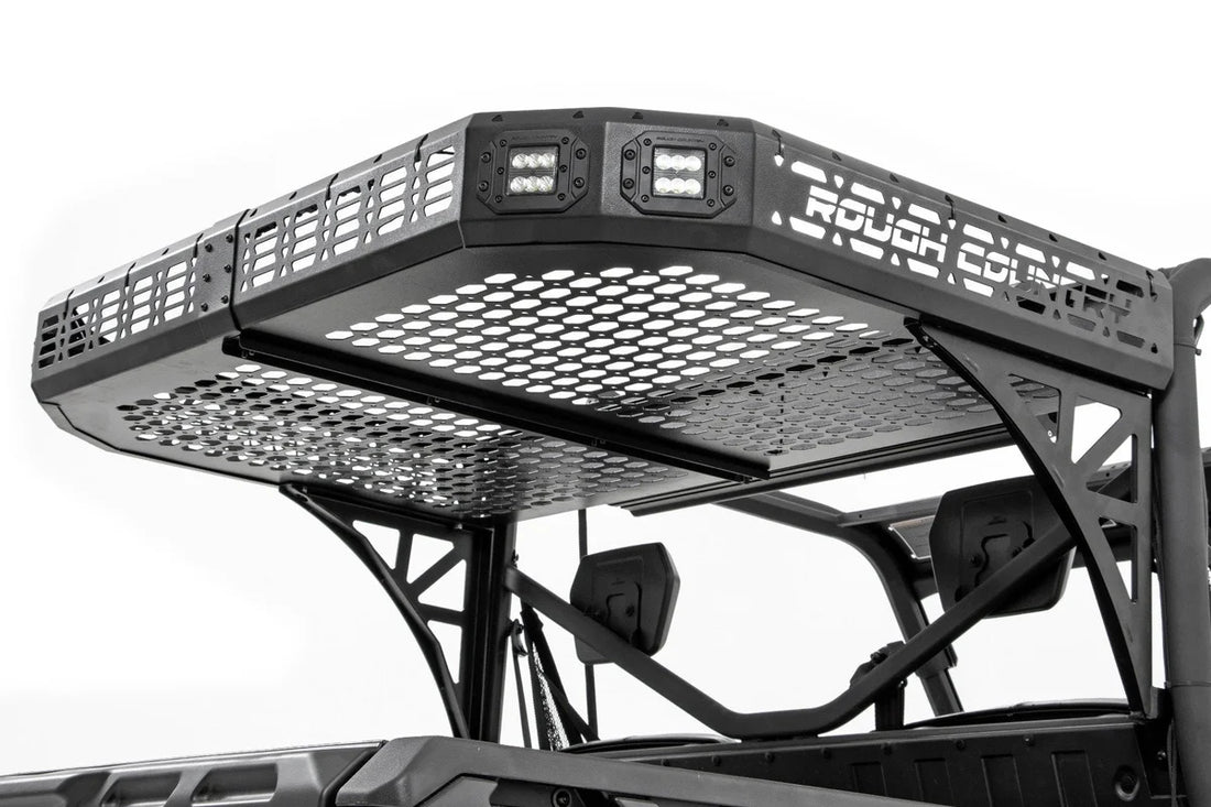 Rough Country Cargo Rack | Dual 2" Black LED Pairs | Flush Mount | Polaris Ranger 1000/Ranger XP 1000 93057 - Side View