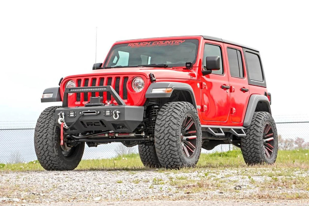 Rough Country Contoured Drop Steps | 4 Door | Jeep Wrangler JL (21-24)/Wrangler Unlimited (18-24) 90769A - Back View