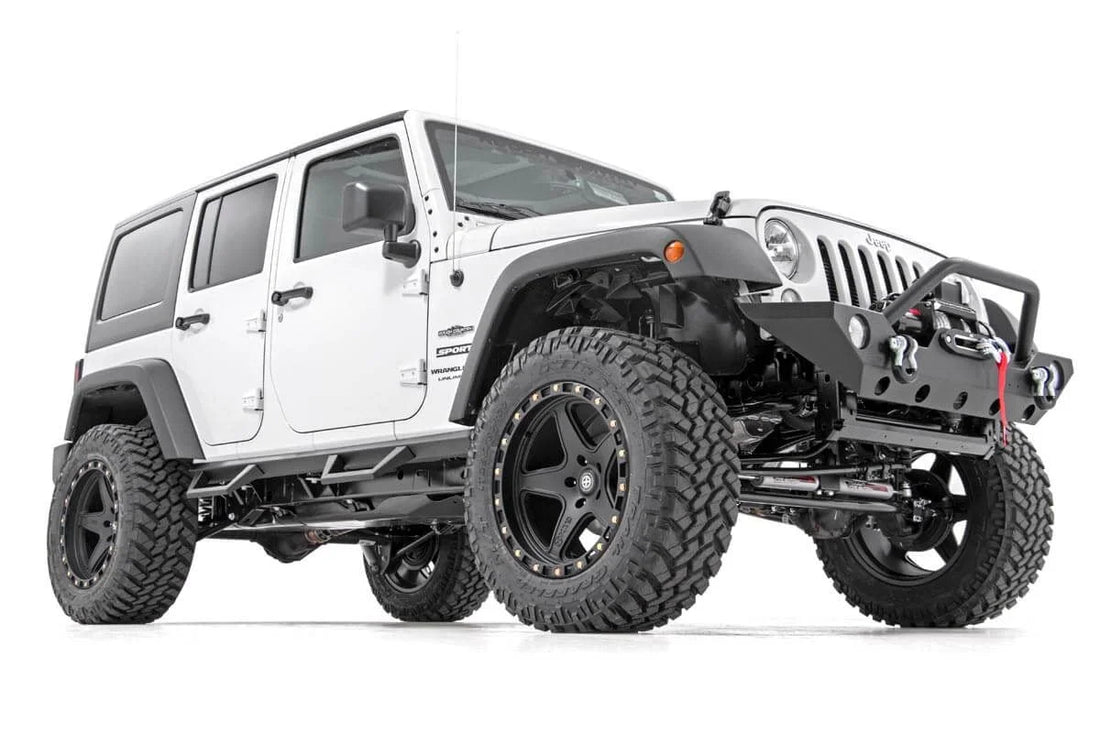 Rough Country Contoured Drop Steps | 4 Door | Jeep Wrangler Unlimited 2WD/4WD (2007-2018) 90765B - Back View