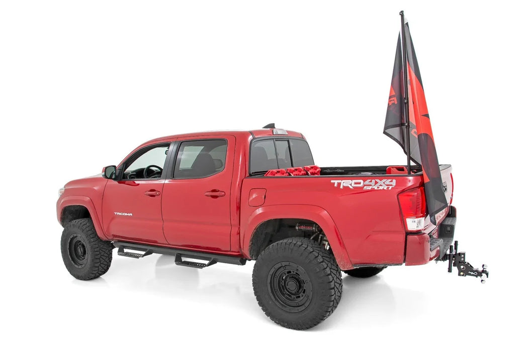 Rough Country Flag Pole Holder | Bed Rail | w/ Flag 117503 - Side View