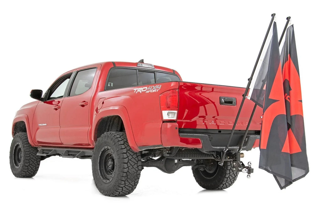 Rough Country Flag Pole Holder | Dual | 2 Inch Hitch | w/ Flag Poles 117504 - Side View