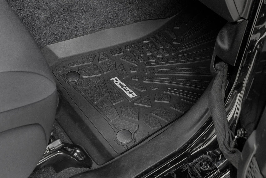 Rough Country Flex Fit Floor Mats | FR | 2 Door | Jeep Wrangler JL 4WD (2018-2026) - Fitment View