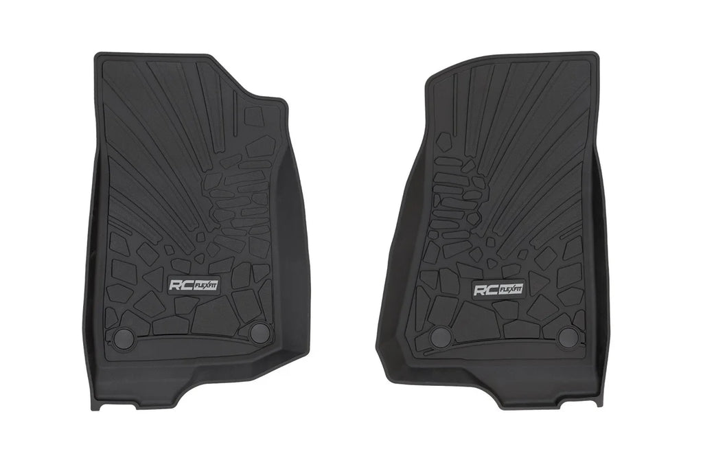 Rough Country Flex Fit Floor Mats | FR | 4 Door | Jeep Wrangler Unlimited 4WD (2018-2026) - Front View
