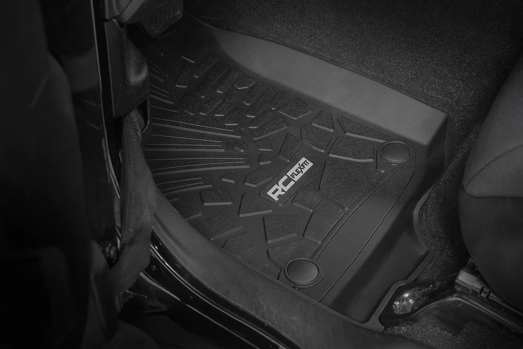 Rough Country Flex Fit Floor Mats | FR | 4 Door | Jeep Wrangler Unlimited 4WD (2018-2026) - Fitment View