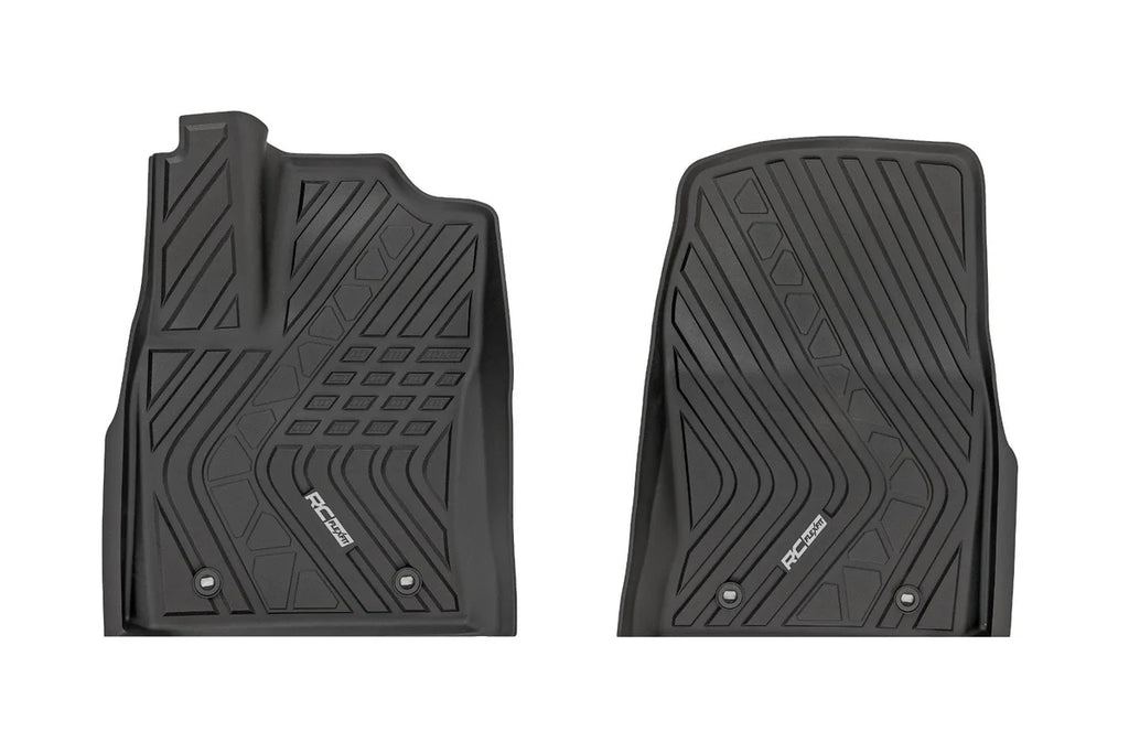 Rough Country Flex-Fit Floor Mats | FR | CrewMax | Toyota Tundra 2WD/4WD (2022-2026) - Front View
