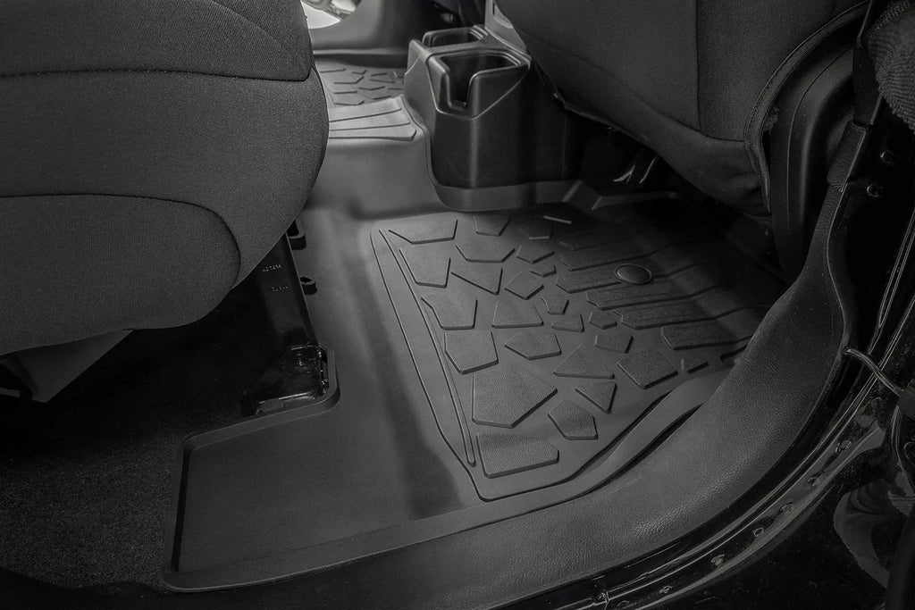Rough Country Flex Fit Floor Mats | FR & RR | 4 Door | Jeep Wrangler Unlimited 4WD (18-26) - Rear View